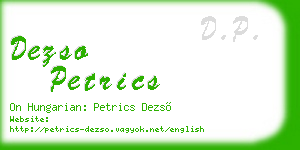 dezso petrics business card